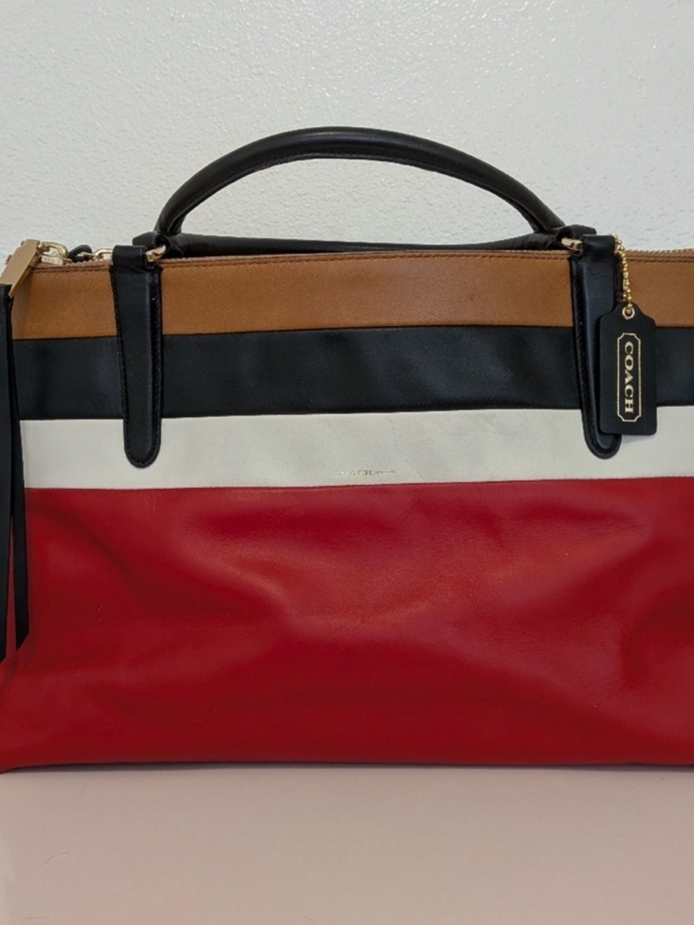 Coach Borough Red Striped
Satchel In BEAUTIFUL CONDITION!! - Picture 2 of 9
